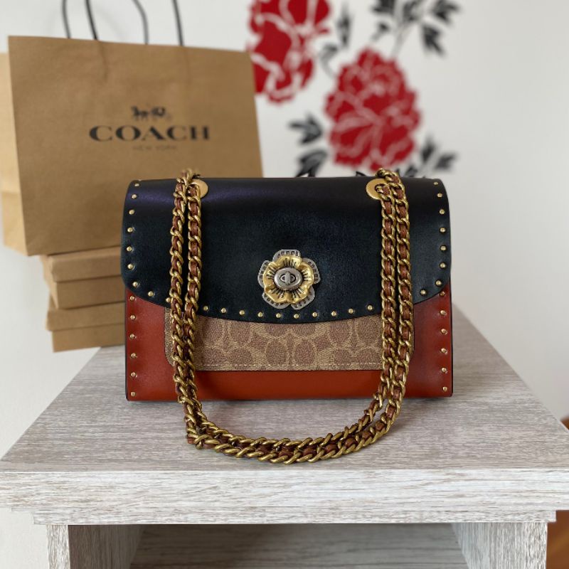 coach-29416-parker-with-rivets-and-snakeskin-แท้-ส่งฟรี