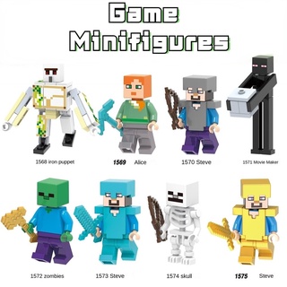 ฟิกเกอร์ My World บล็อกตัวต่อเหล็ก Golem Steve Enderman ของเล่นสําหรับเด็ก เก็บสะสม