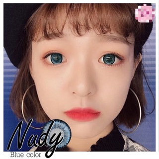 Nudy Blue (1)(2) Pretty Doll นู้ดดี้ บิ๊กอาย สีฟ้า Bigeyes ฟ้า Contact Lens สายตาปกติ สายตาสั้น ค่าสายตา ตาโต แฟชั่น