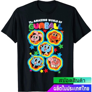 เสื้อยืดผู้ชายและผู้หญิง CN The Amazing World Of Gumball Group Shot Rainbows T-Shirt The Amazing World of Gumball Mens