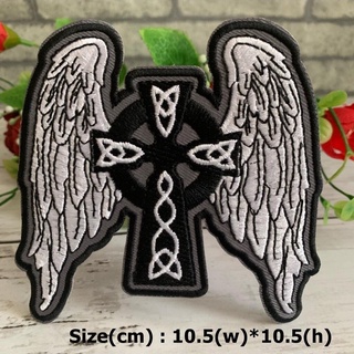 กางเขน Gothic ตัวรีดติดเสื้อ อาร์มรีด อาร์มปัก ตกแต่งเสื้อผ้า หมวก กระเป๋า แจ๊คเก็ตยีนส์ Dark Embroidered Iron on Pat...