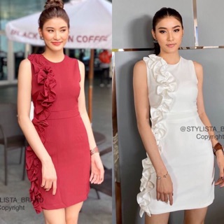 : Mini Dress เดรสแขนกุด มีดีเทลเป็นริ้วด้านข้างลำตัวป้าย STYLISTA