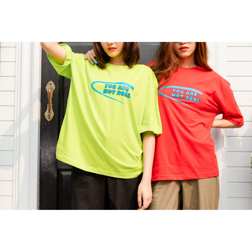 amity-เสื้อยืดlสีแดง-you-are-not-real-เสื้อโอเวอร์ไซส์-oversize