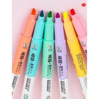 ปากกาไฮไลท์ 6 สี Tenfon No.H2306-6 ลบได้ ปากกาเน้นข้อความ สีพาสเทล