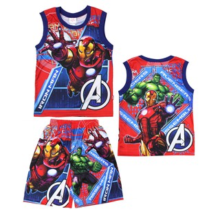 เสื้อผ้าเด็กลายการ์ตูนลิขสิทธิ์แท้เด็กผู้ชาย/ผู้หญิง IRON MAN เสื้อเด็กผ้ามัน Avengers DMA243-13