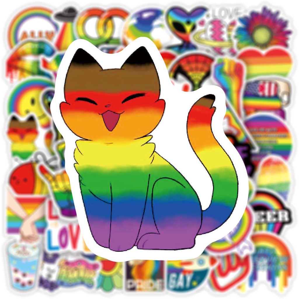 ภาพสินค้าสติกเกอร์ สติกเกอร์สายรุ้ง สติกเกอร์ลอกง่าย เรนโบว์ สายรุ้ง ลอกง่าย 50 ชิ้น Rainbow LGBT PRIDE Sticker easy to remove จากร้าน rainbowrepublic บน Shopee ภาพที่ 2