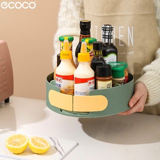 Ecoco ถาดหมุนใส่เครื่อปรุง เครื่องสำอางค์ หมุนได้ 360 องศา กล่องเก็บของทรงกลม กล่องใส่เครื่องสำอาง ถาดวางเครื่องปรุง