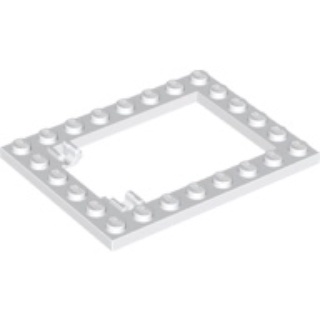 Lego part (ชิ้นส่วนเลโก้) No.92107 Plate, Modified 6 x 8 Trap Door Frame Horizontal (Long Pin Holders)