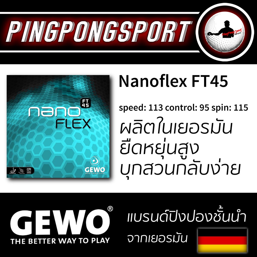 ภาพหน้าปกสินค้าPingpongsport ยางปิงปอง GEWO รุ่น NANOFLEX FT45 (Made in Germany) จากร้าน pingpongsportgym บน Shopee