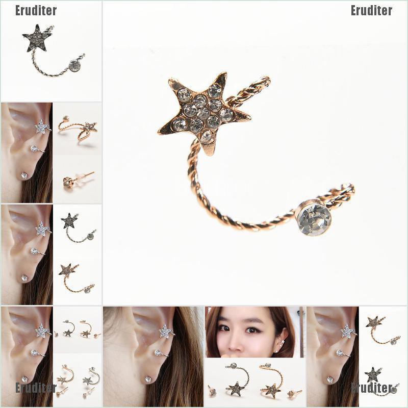 good-quality-women-fashion-sparkling-crystal-pentagram-ear-clip-trendy-ear-cuffs-stud-earings
