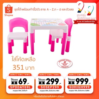 ภาพหน้าปกสินค้าชุดโต๊ะพร้อมเก้าอี้2ตัว เด็กนักเรียนภาษาอังกฤษไทยและตัวเลข Familyset(1+2)ชุดโต๊ะ1+เก้าอี้ทำการบ้าน2❤️🔥*สินค้าขายดี* ที่เกี่ยวข้อง
