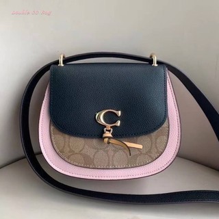 (แท้ 💯%‼) Coach REMI SADDLE BAG IN COLORBLOCK SIGNATURE CANVAS