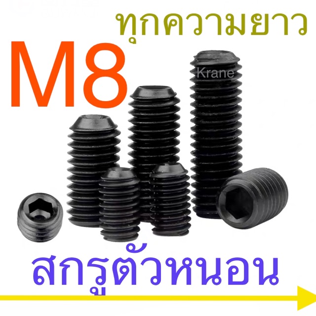 ภาพหน้าปกสินค้าสกรูตัวหนอน ดำ เหล็กแข็ง M8