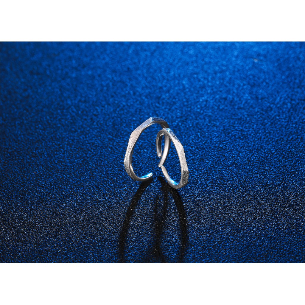 แหวนเพชรรูปทรงเรขาคณิตที่เรียบง่ายสไตล์เกาหลีแหวนคู่เปิดชายและหญิงแหวนวันวาเลนไทน์-de2-4711