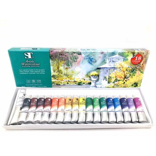 ชุดสีน้ำหลอด St Artist Watercolor 12-18 สี