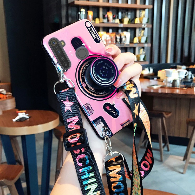 new-model-เคส-realme-5i-5s-5-pro-c3-cute-camera-pattern-phone-case-with-adjustable-lanyard-strap-cover-realmec3