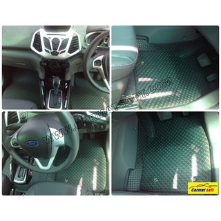 ยางปูพื้นรถยนต์ Ford Ecosport พรมกระดุม สีดำด้ายแดง 14ชิ้น