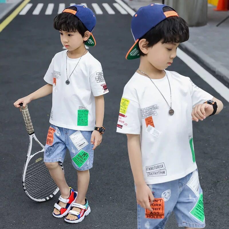 ความนิยมล่าสุด-เสื้อกางเกง-เสื้อผ้าเด็กชายชุดฤดูร้อน-2021-ใหม่สไตล์ต่างประเทศเด็กเกาหลีฤดูร้อนแขนสั้นหล่อสูทสองชิ้นเ