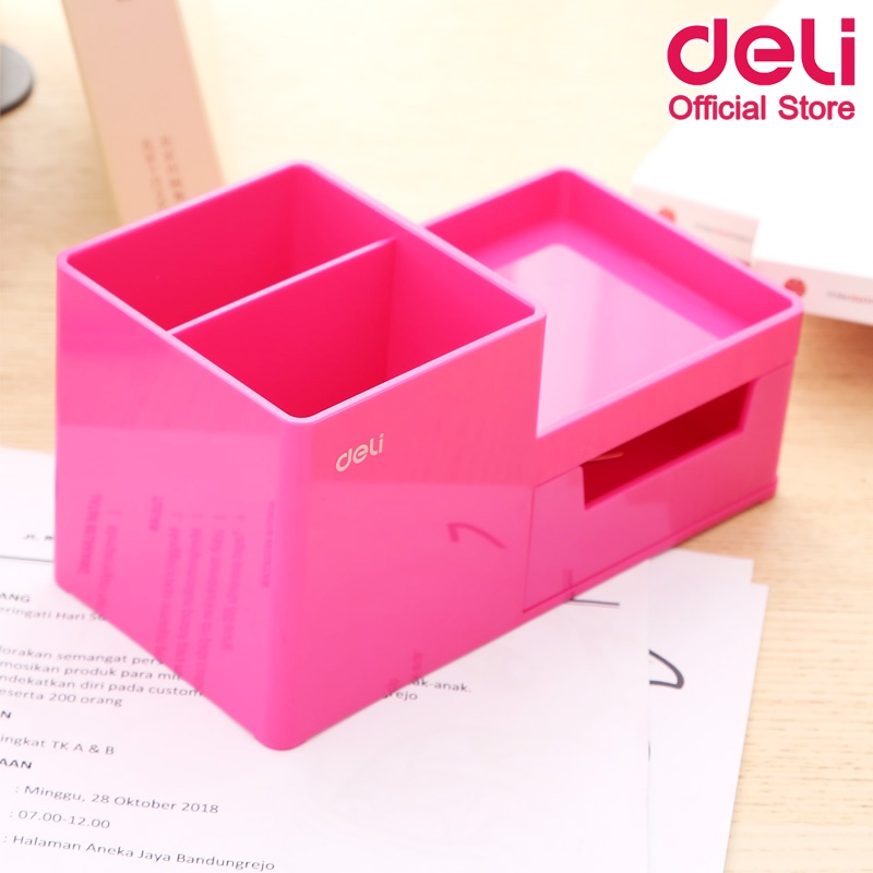 deli-z25140-pen-stand-กล่องเสียบปากกาแฟนซี-สีชมพู-กล่องเสียบปากกา-กล่องเก็บปากกา-เครื่องเขียน-อุปกรณ์สำนักงาน
