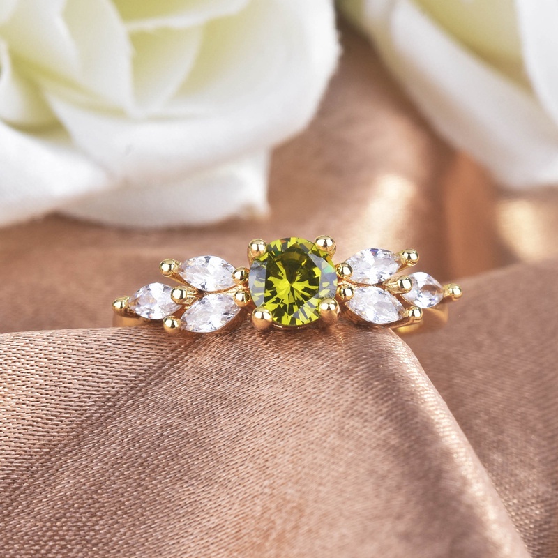 fancyqube-เครื่องประดับแหวนแต่งงานวันวาเลนไทน์สีเขียวมะกอกเพทายสีทอง