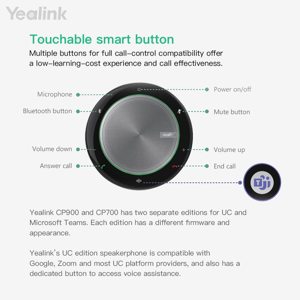 yealink-ลำโพงไร้สาย-สำหรับประชุมทางโทรศัพท์-cp700-ไมค์เก็บเสียงรอบทิศ-รองรับ-ms-teams-bluetooth-speakerphone