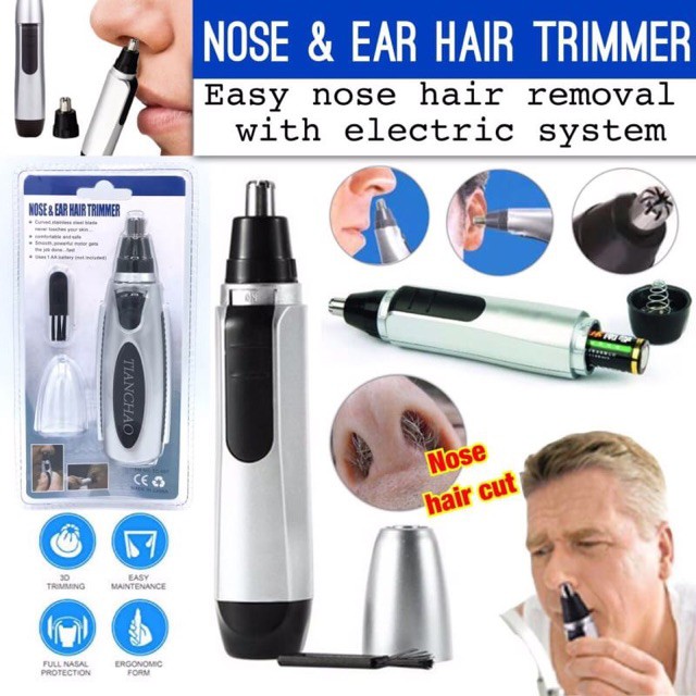 nose-amp-ear-hair-trimmer-ที่ตัดขนจมูกไฟฟ้า-เครื่องตัดขนจมูก-กรรไกรตัดจนจมูก-และขนหู-สวิทซ์เปิด-ปิดใช้ถ่าน-2a-2ก้อน-t0017