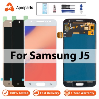 จอแสดงผล LCD สําหรับ Samsung Galaxy J5 2015 J500 J500F J500M หน้าจอสัมผัสชุดประกอบปรับความสว่างได้