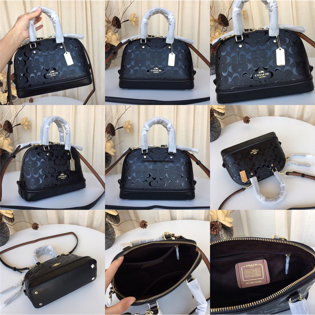 coach-f55450-f27597-mini-sierra-satchel-women-shoulder-small-debossed-patent-leather-crossbody-sling-bag-กระเป๋า