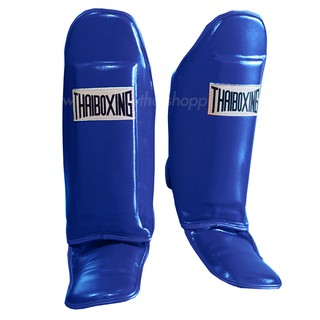 สินค้า THAIBOXING สนับแข้งมีปลายขาหนังเทียม สีน้ำเงิน