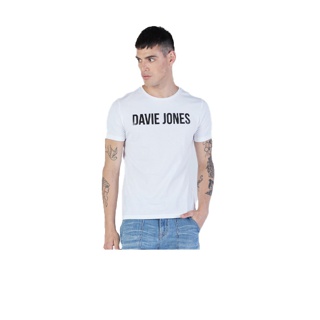 DAVIE JONES เสื้อยืด โลโก้ สีขาว White Logo T-Shirt LG0031WH