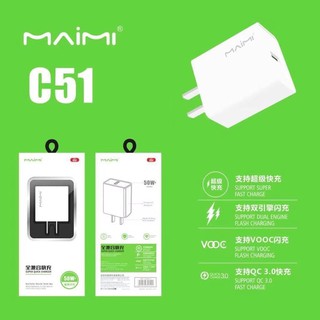 MAIMI C51 หัวชาร์บ้าน 1 port 50W Quick charge 3.0 หัวชาร์ทบ้าน หัวบ้าน หัวชาร์ท