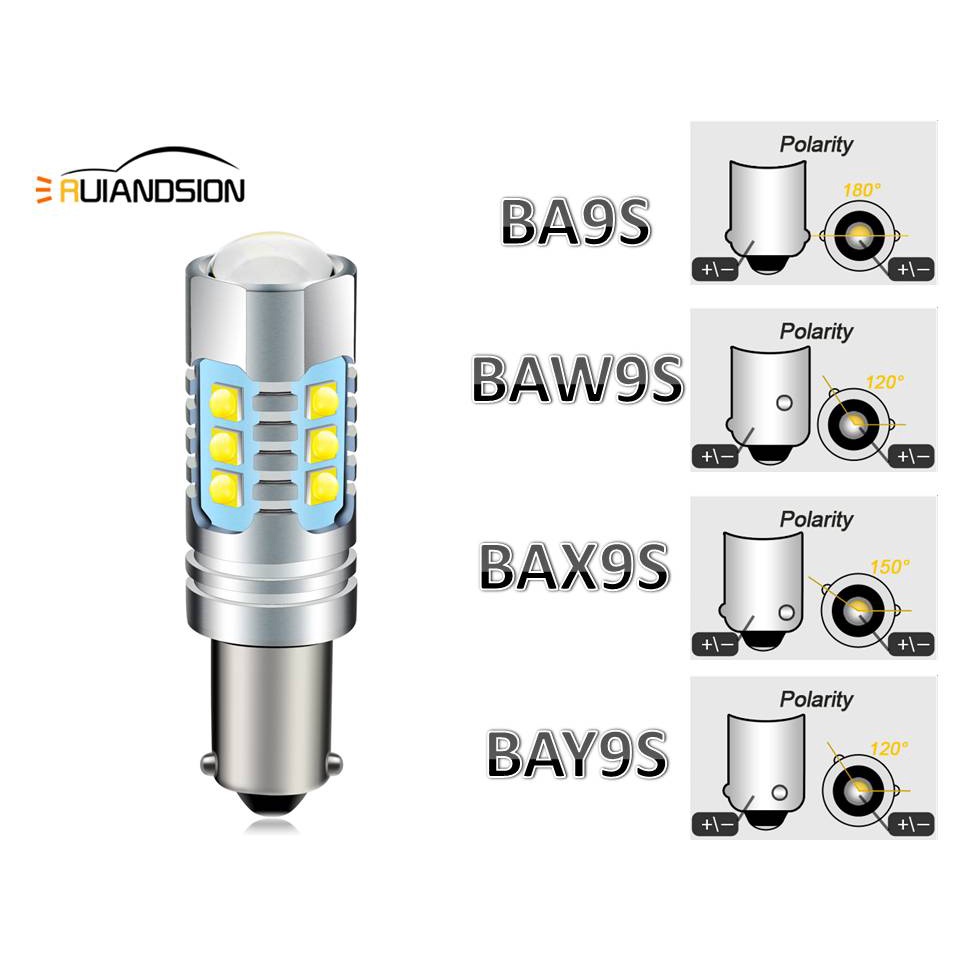 RUIANDSION ไฟรถยนต์ BA9S BAX9S H21W BAY9s BAW9S 80W หลอดไฟ LED สําหรับ ...