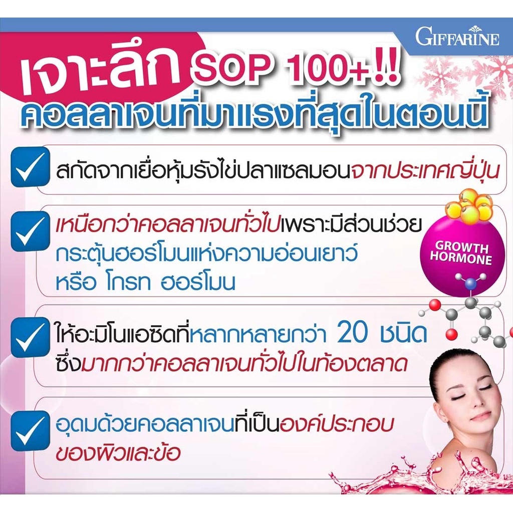 คอลลาเจน-กิฟฟารีน-เครื่องดื่มคอลลาเจนผสมน้ำทับทิม-ตรา-กิฟฟารีนเอสโอพี-100-และ-คอลลาเจน-เปปไทด์-5-000-mg