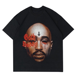 เสื้อยืดโอเวอร์ไซส์เสื้อยืด พิมพ์ลาย Tupac "GOT DADDY" | เสื้อยืด ลาย VINTAGE TUPAC SHAKUR FACE BOX | Rap TEE เสื้อผ้า ส