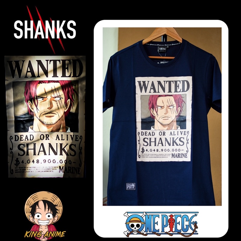 shanks-ชายที่มีผมสีแดง-t-shirt-dop-1382-wanted-สีกรม-สินค้าลิขสิทธิ
