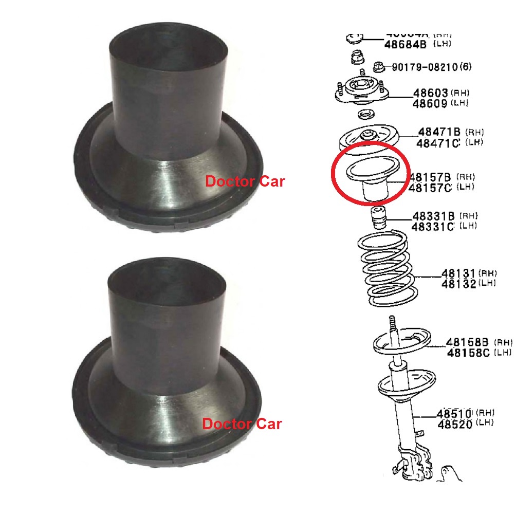 1-คู่-ยางรองสปริงโช้คอัพหน้าตัวบน-โตโยต้า-โคโรล่า-สามห่วง-ae100-ae101-toyota-corolla-1991-1996-ยางกันกระแทกโช๊ค-สีดำ