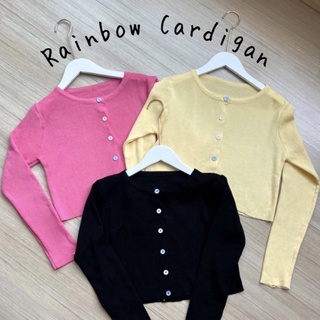 พร้อมส่ง Rainbow Cardigan เสื้อไหมพรม น่ารัก สีสันสดใส ผ้ายืด ผ้าไม่หนาใส่สบาย