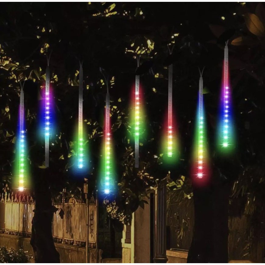 led-ไฟดาวตก-ไฟประดับตกแต่ง-ไฟดาวตก-1-ชุด-8-แท่ง-50-cm-ทนแดดทนฝน-สี-rgb-สายยาว-8-เมตร-100-led-มีปุ่มกดฟังชั้นได้หลายโหมด