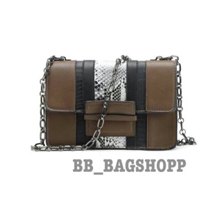 MANGO CHAIN BAG (น้ำตาลpython) (Outlet)