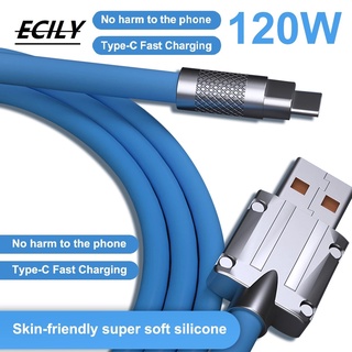 Ecily 120W ชาร์จเร็วมาก Type C ซิลิโคนเหลว สายเคเบิล USB C สําหรับสายชาร์จ USB สายเคเบิลข้อมูล