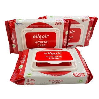 (1แถม1)เอลิแอล ทิชชู่เปียกไฮยีน แคร์ แอลกอฮอล์ (Elleair Hygiene Care Alcohol Wipe) บรรจุ50แผ่น/1ห่อ