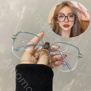 （แถมกล่องแว่นและผ้าเช็ดแว่น）Ultralight TR กรอบแว่นตาทรงเหลี่ยมไม่สม่ำเสมอผู้ชาย/ผู้หญิงแฟชั่นกรอบใหญ่กรอบสายตาสั้น -1.0 to -4.0