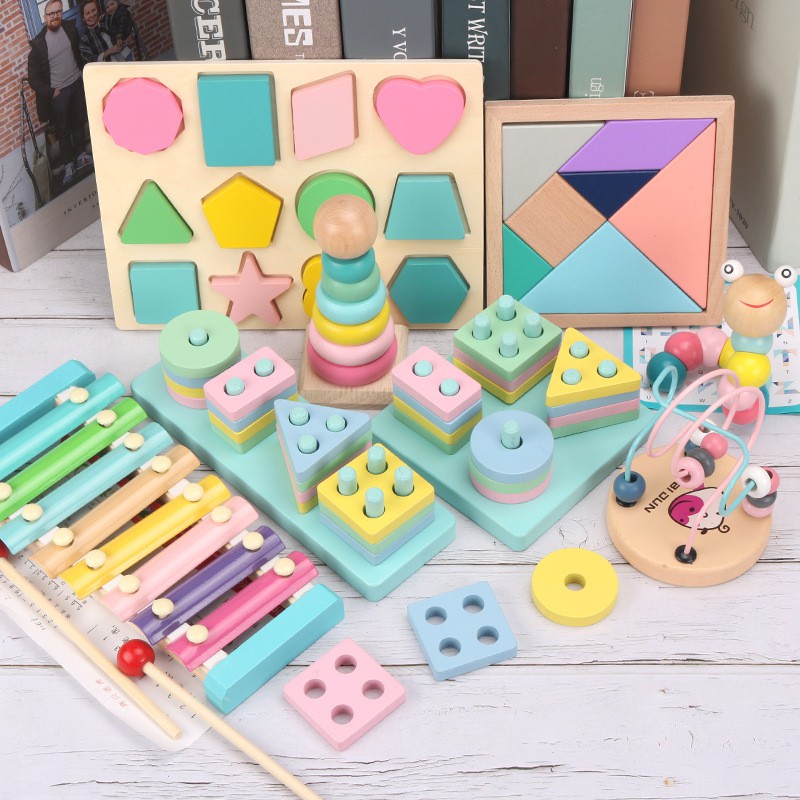 ภาพหน้าปกสินค้า​ Wooden toddler toys ของเล่นไม้ ไม้ เสริมพัฒนาการ บล๊อคไม้เลขาคณิต ตัวต่อรูปทรง เหมาะกับเด็ก 6เดือน-3ขวบ จากร้าน kikis_toys บน Shopee