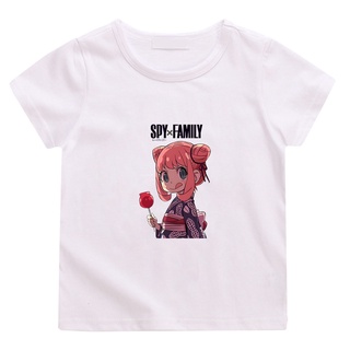 เสื้อผ้าผชเสื้อยืดแขนสั้นลําลอง ผ้าฝ้าย พิมพ์ลายการ์ตูนอนิเมะ spy x family สําหรับเด็กวัยหัดเดินS-5XL