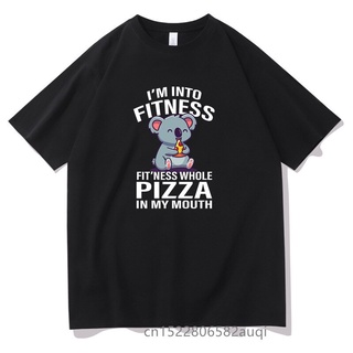 เสื้อยืดวินเทจเสื้อยืด ผ้าฝ้าย 100% พิมพ์ลาย Im Into Fitness Fitness Whole Pizza In My Mouth สไตล์คลาสสิก ฤดูร้อน สําห