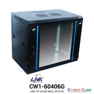 LINK CW1-60406G 19” GLASS WALL RACK 6U, ลึก 40 cm. (Single Part, W60 x D40 x H37 cm.), Black