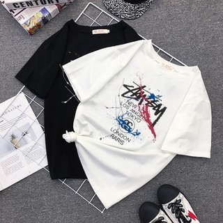 ชุดสตรีสไตล์เกาหลีฤดูร้อนหญิง bf นักเรียน Harajuku วิทยาลัยลมหลวมส่วนบุคลิกส่วนใหญ่เสื้อยืดกระโปรงรุ่นเกาหลี