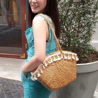 🐳Beach bags 🏖  #กระเป๋าผักตบชวา #กระเป๋าไซค์ใหญ่ #กระเป๋าเดินชายหาด Hand Woven Summer 🐳