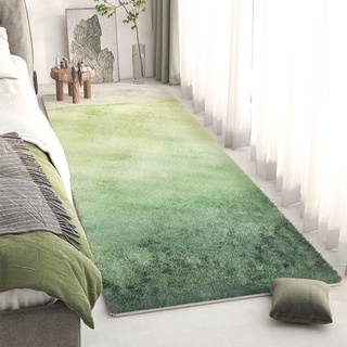 พรมปูพื้น ผ้าแคชเมียร์ แบบยาว สีเขียว สําหรับตกแต่งห้องนอน ห้องนั่งเล่น โซฟา โต๊ะน้ําชา