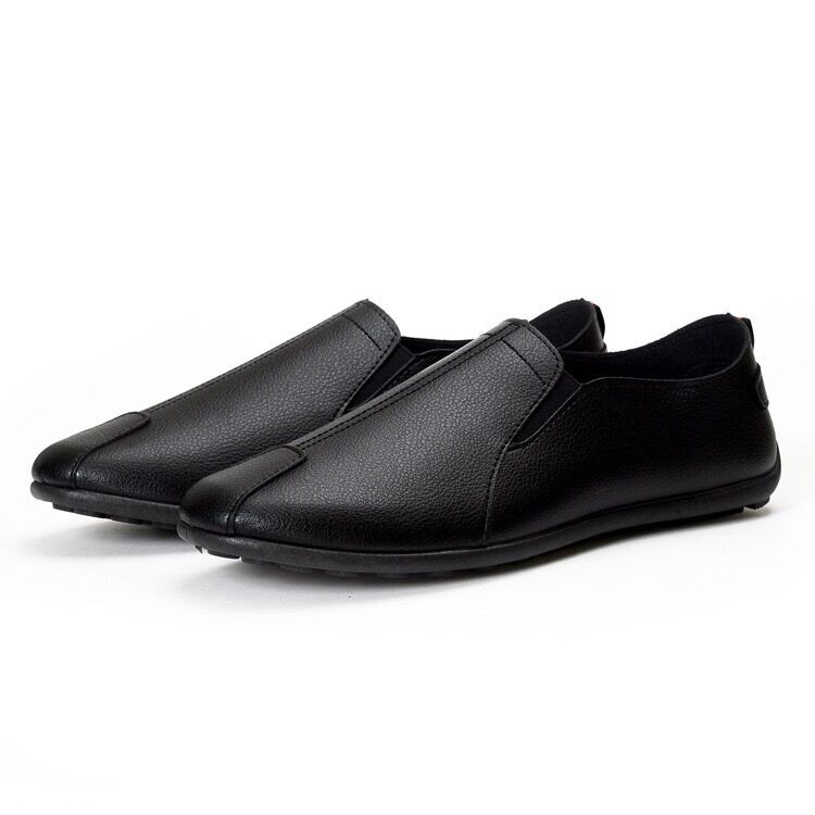ราคาและรีวิวSale  New รองเท้าแฟชั่น ผู้ชาย รองเท้าหนังแบบสวม 3สี (สีขาว ) สีดำสีส้ม8609